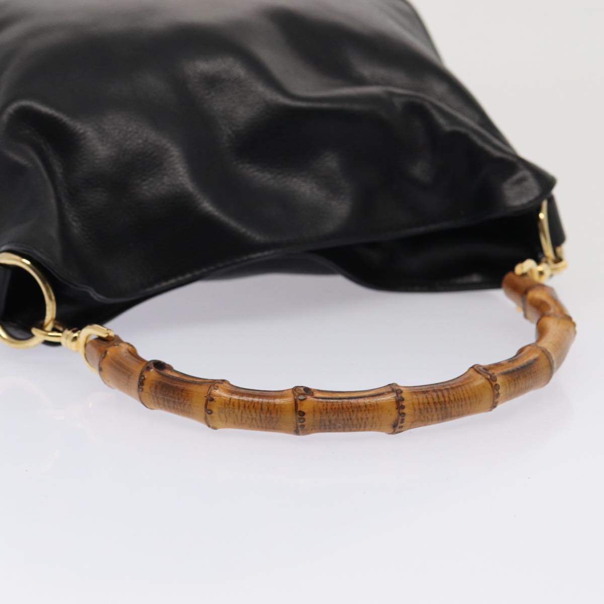 GUCCI Bamboo Shoulder Bag Leather 2way Black 001 1638 78346