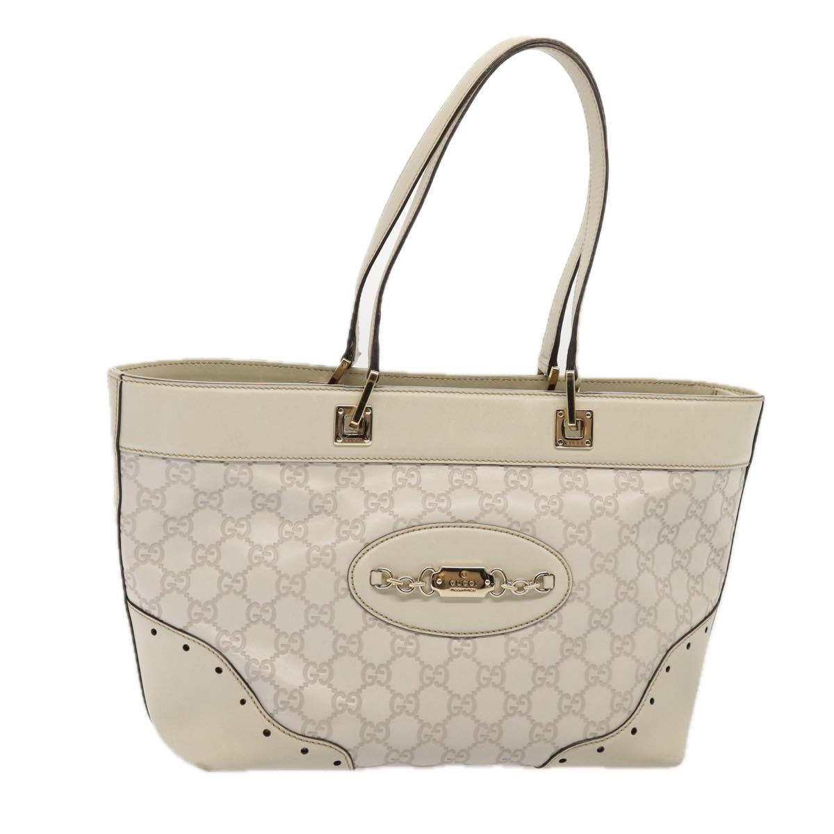GUCCI GG Canvas Guccissima Tote Bag White 145993 78358