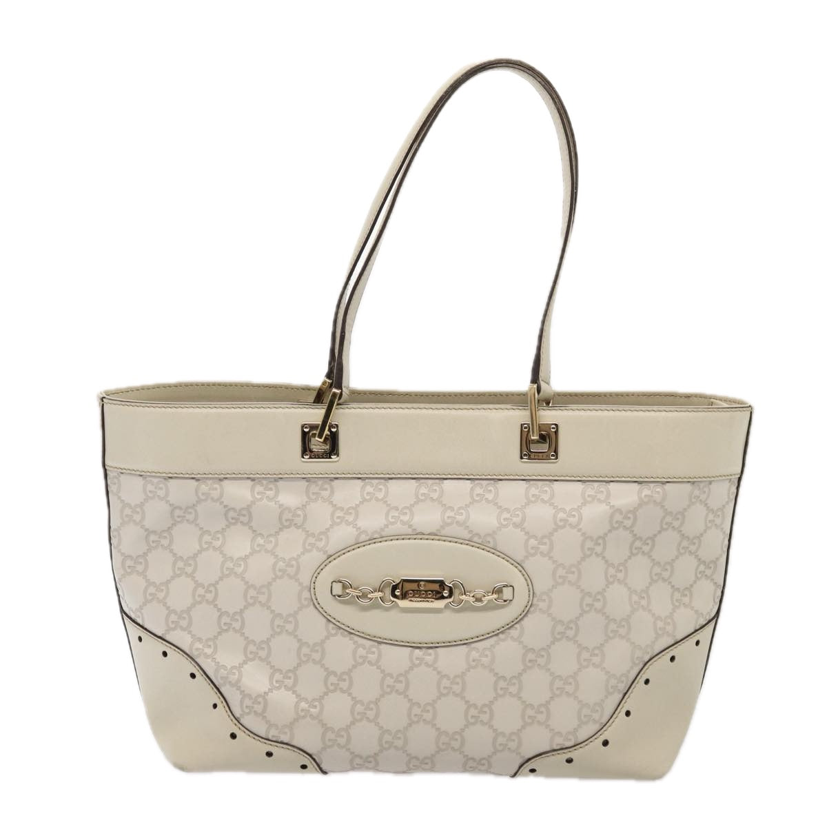 GUCCI GG Canvas Guccissima Tote Bag White 145993 78358