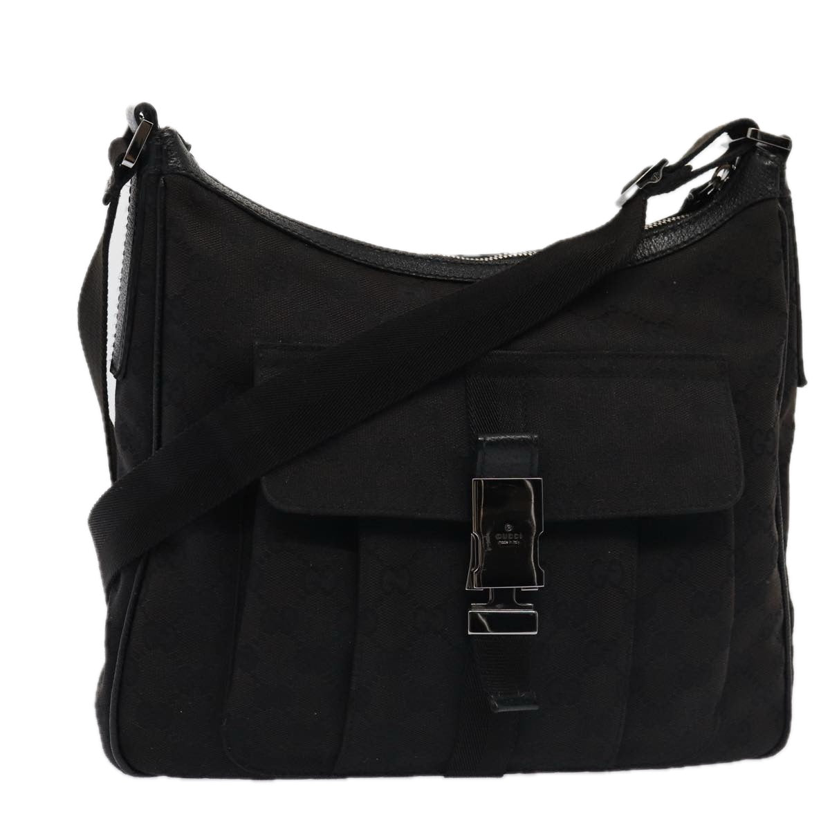GUCCI GG Canvas Shoulder Bag Black 131211 78361