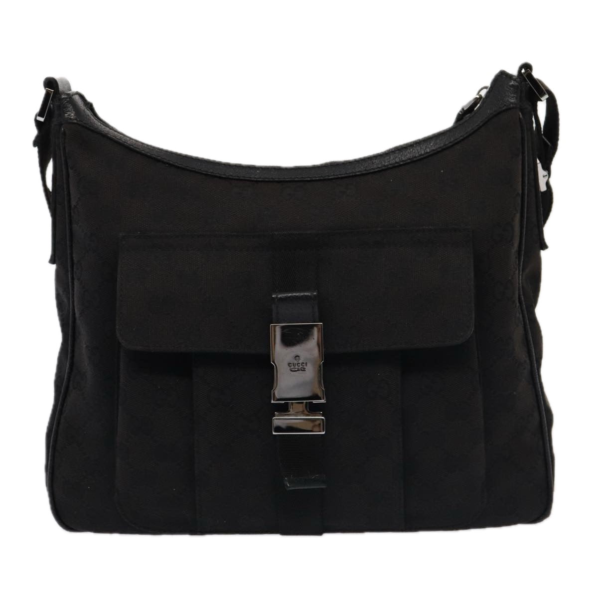 GUCCI GG Canvas Shoulder Bag Black 131211 78361