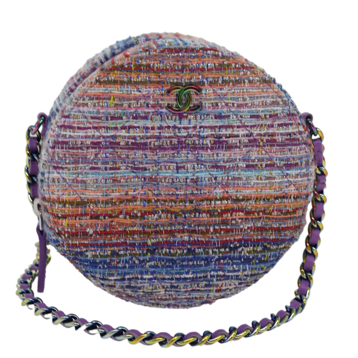 CHANEL Matelasse Chain Shoulder Bag Tweed Rainbow CC 78364S