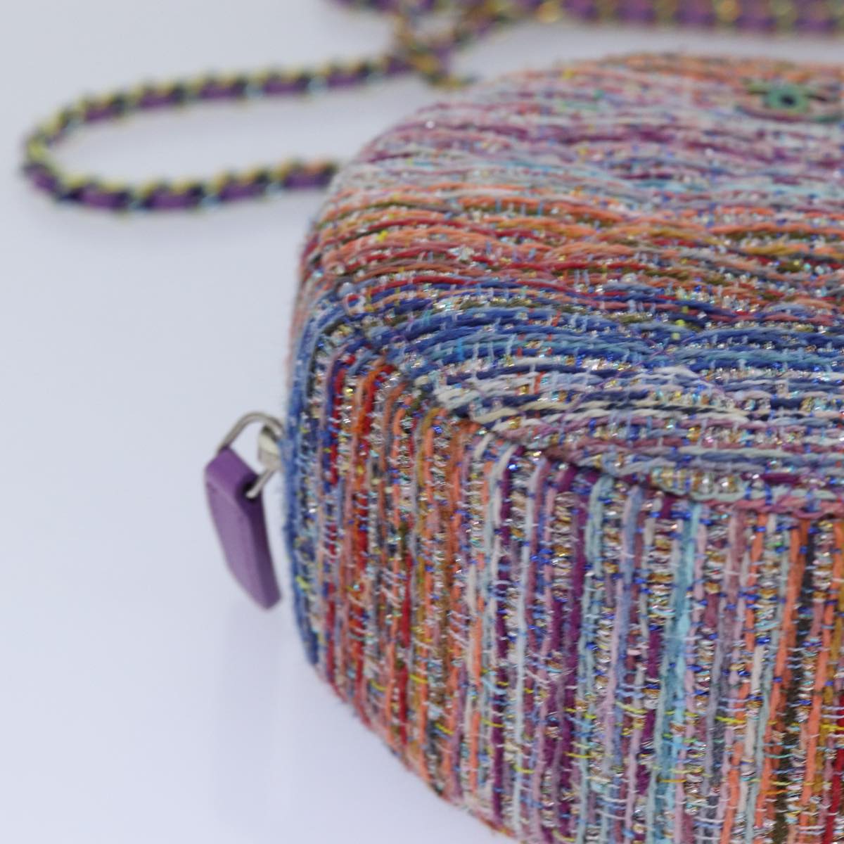 CHANEL Matelasse Chain Shoulder Bag Tweed Rainbow CC 78364S