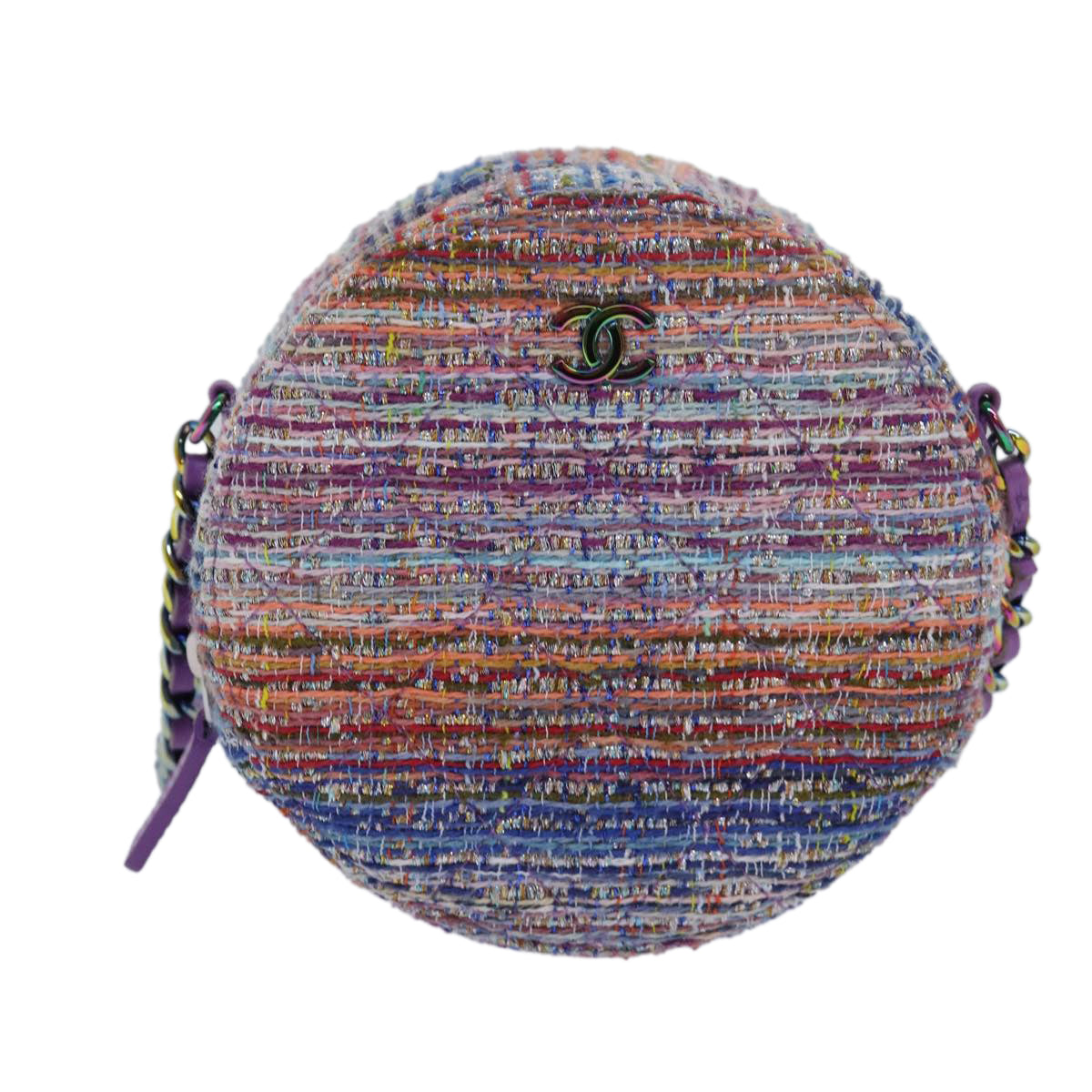 CHANEL Matelasse Chain Shoulder Bag Tweed Rainbow CC 78364S
