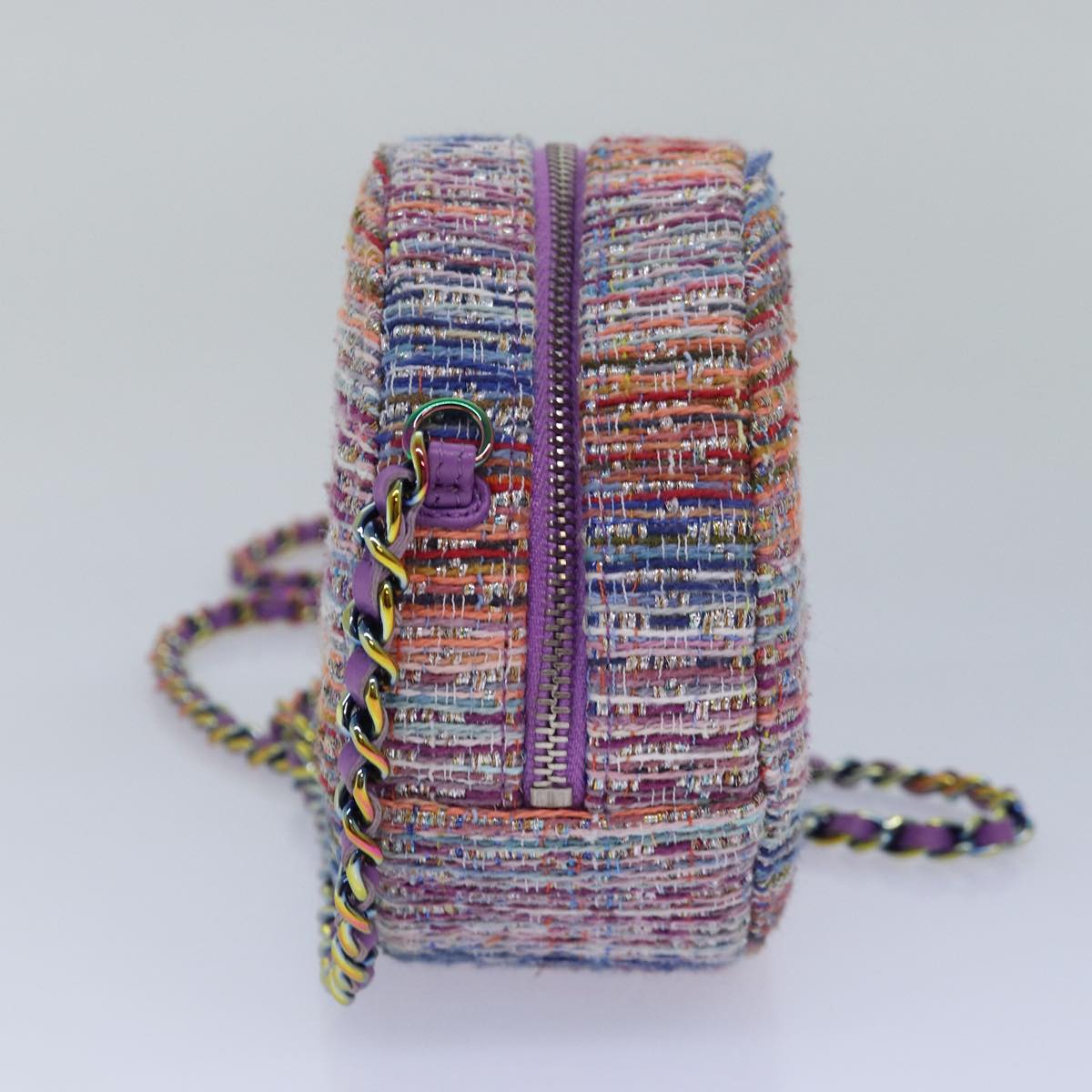 CHANEL Matelasse Chain Shoulder Bag Tweed Rainbow CC 78364S