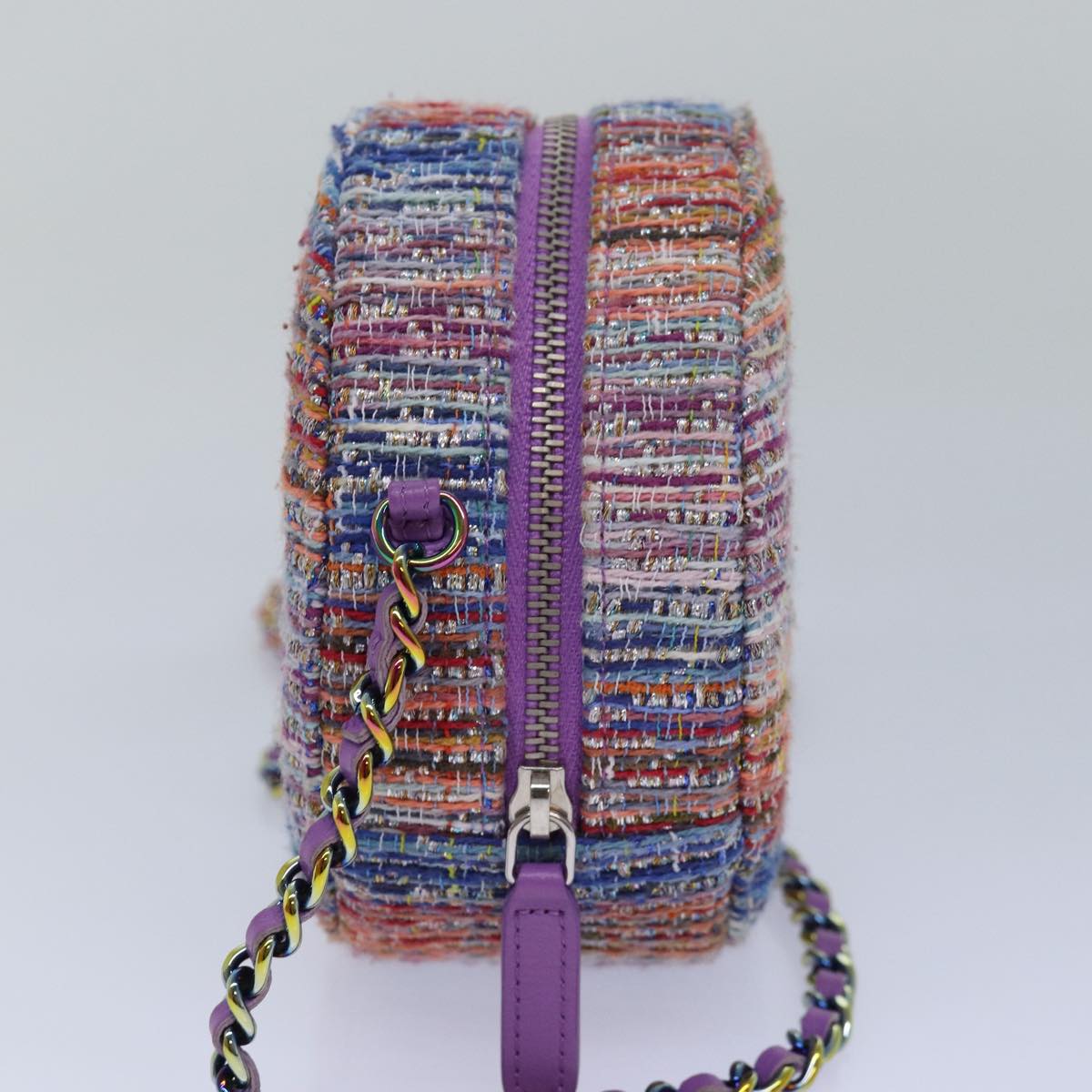 CHANEL Matelasse Chain Shoulder Bag Tweed Rainbow CC 78364S