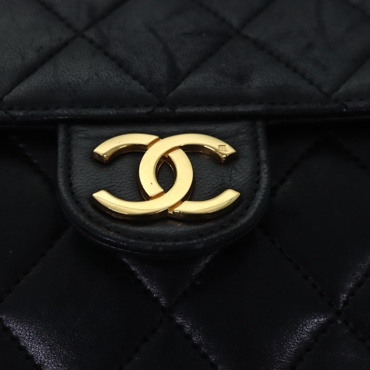 CHANEL Matelasse Chain Shoulder Bag Lamb Skin Black CC 78416