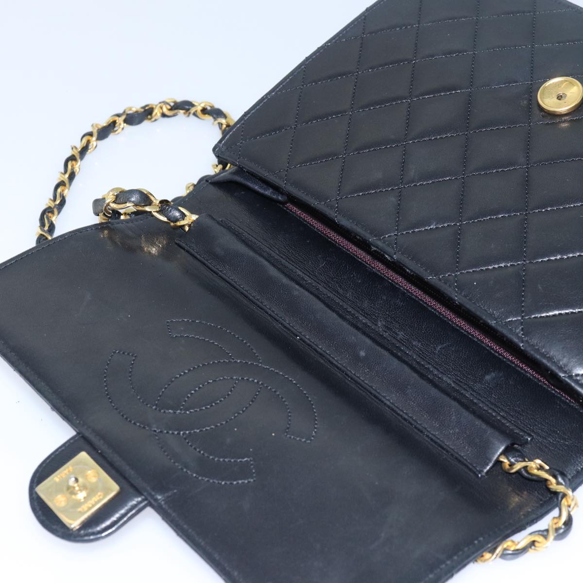 CHANEL Matelasse Chain Shoulder Bag Lamb Skin Black CC 78416