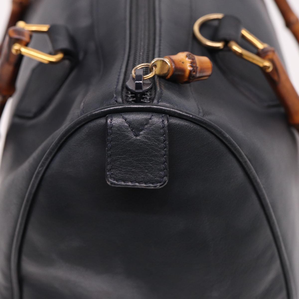 GUCCI Bamboo Mini Boston Bag Leather 2way Navy 78428