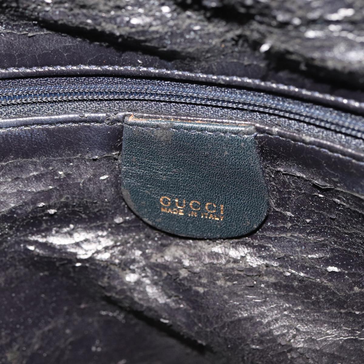 GUCCI Bamboo Mini Boston Bag Leather 2way Navy 78428