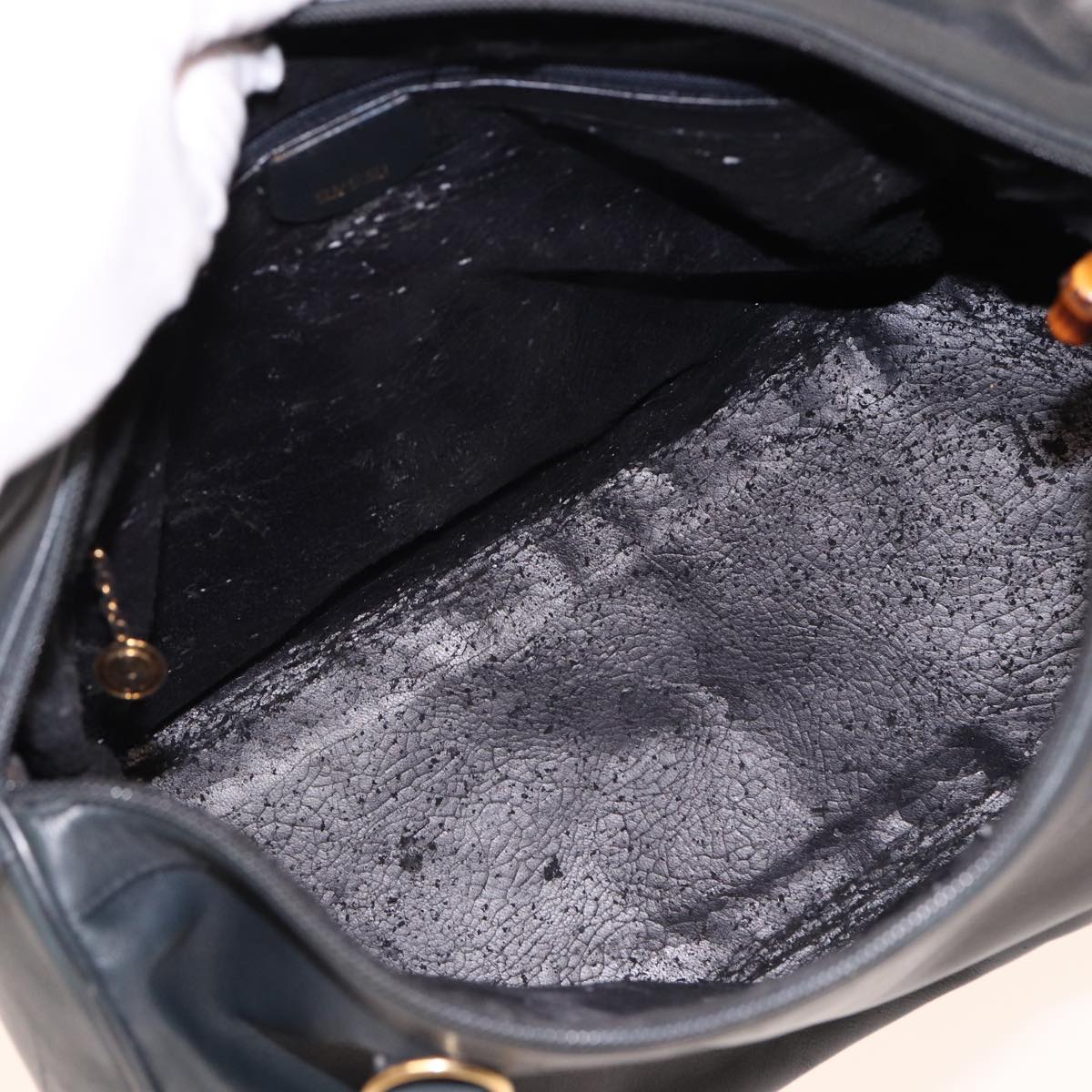 GUCCI Bamboo Mini Boston Bag Leather 2way Navy 78428