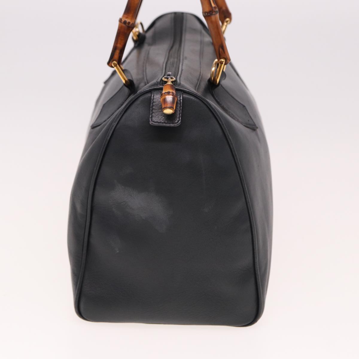 GUCCI Bamboo Mini Boston Bag Leather 2way Navy 78428