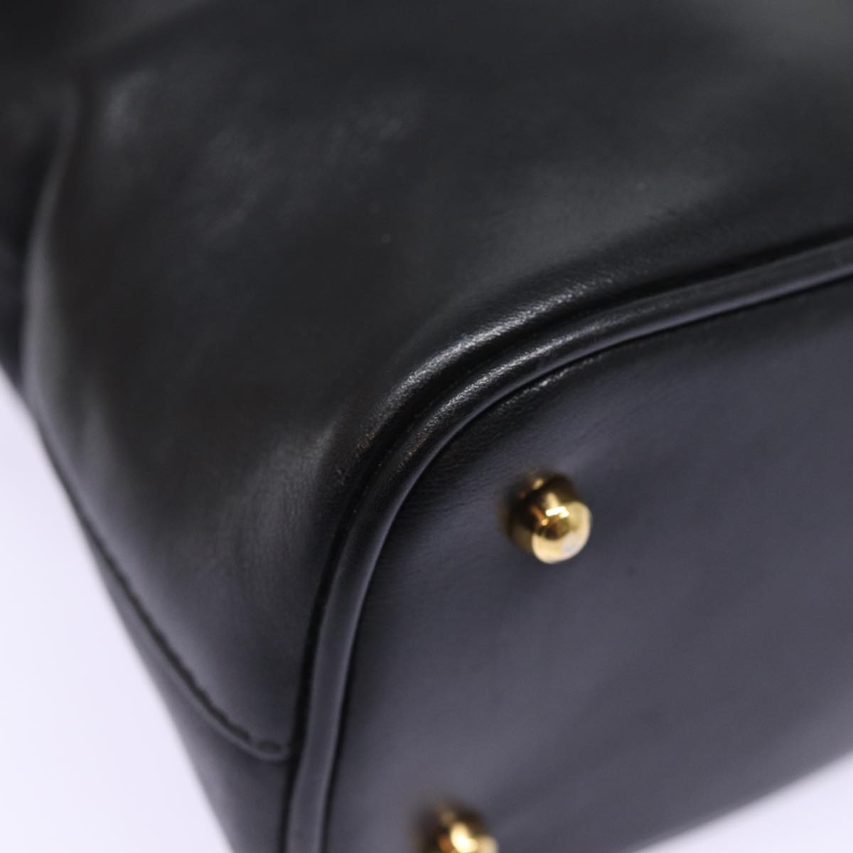 GUCCI Bamboo Hand Bag Leather Black 78440