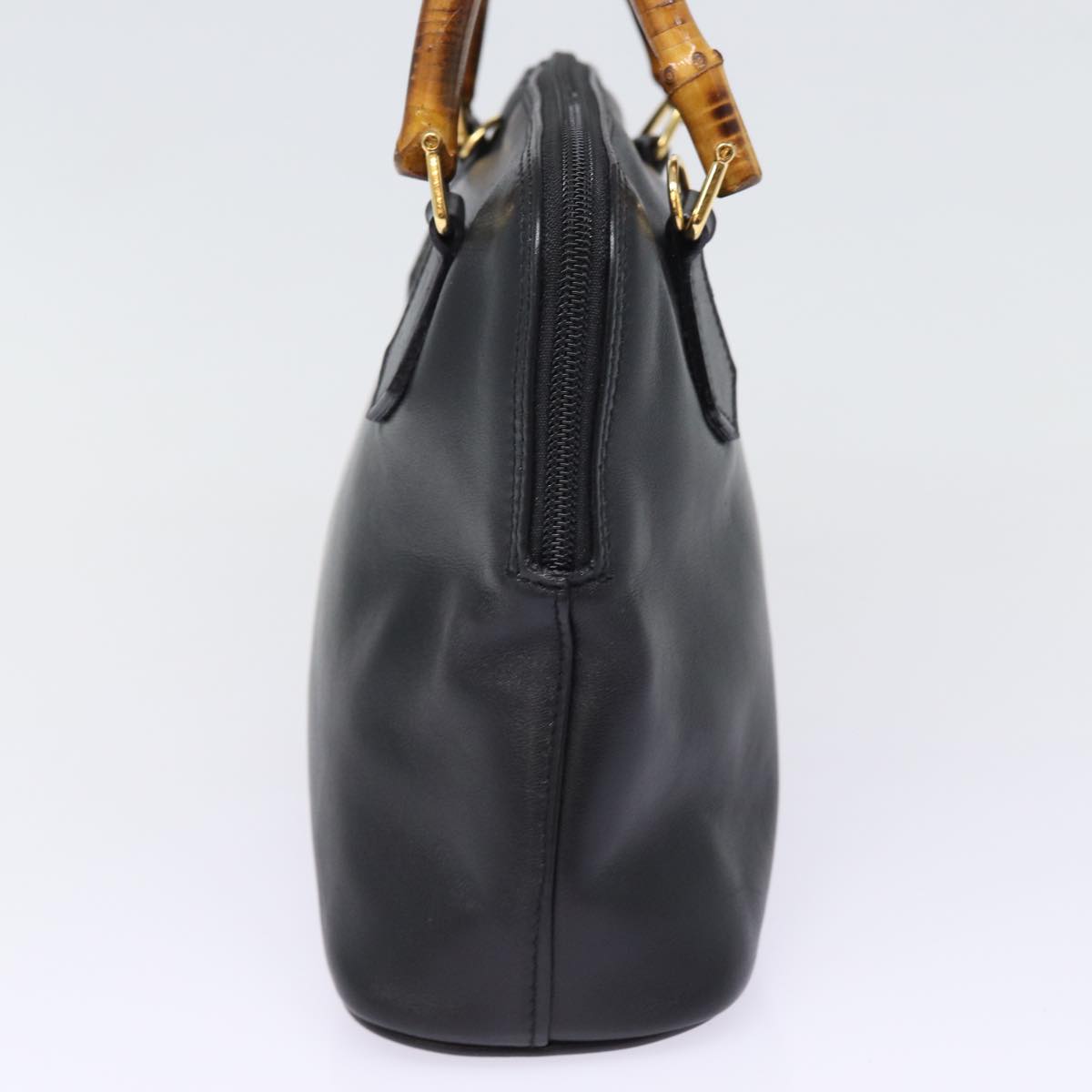 GUCCI Bamboo Hand Bag Leather Black 78440