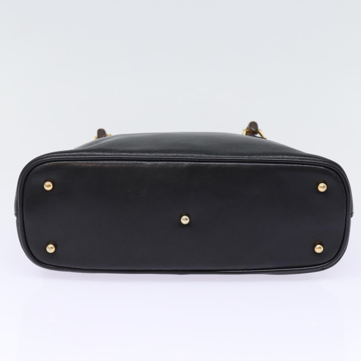 GUCCI Bamboo Hand Bag Leather Black 78440
