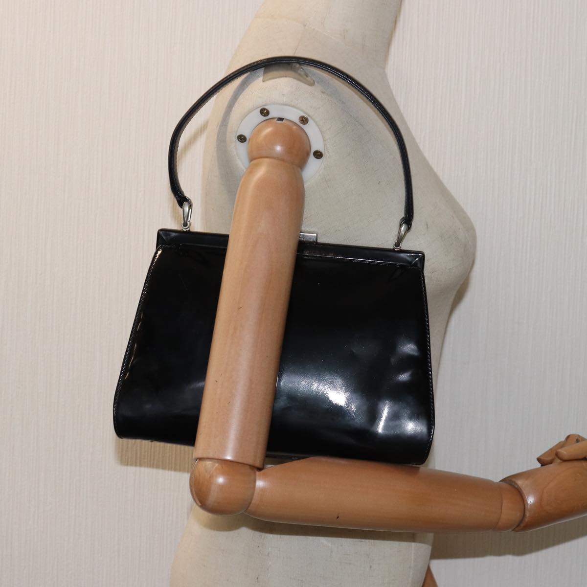 GUCCI Hand Bag Patent leather Black 78516