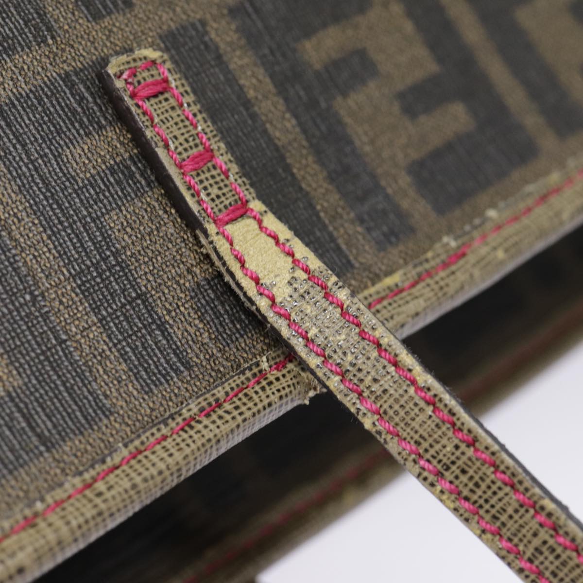 FENDI Zucca Canvas Tote Bag Brown Black gold 78563