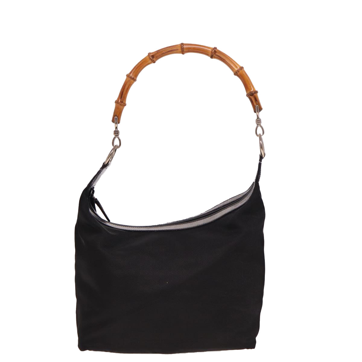 GUCCI Bamboo Hand Bag Nylon Black 000 2058 0531 5 78631