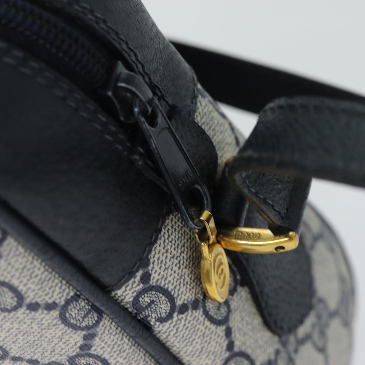 GUCCI GG Supreme Sherry Line Shoulder Bag PVC Navy Red 32 02 005 78758