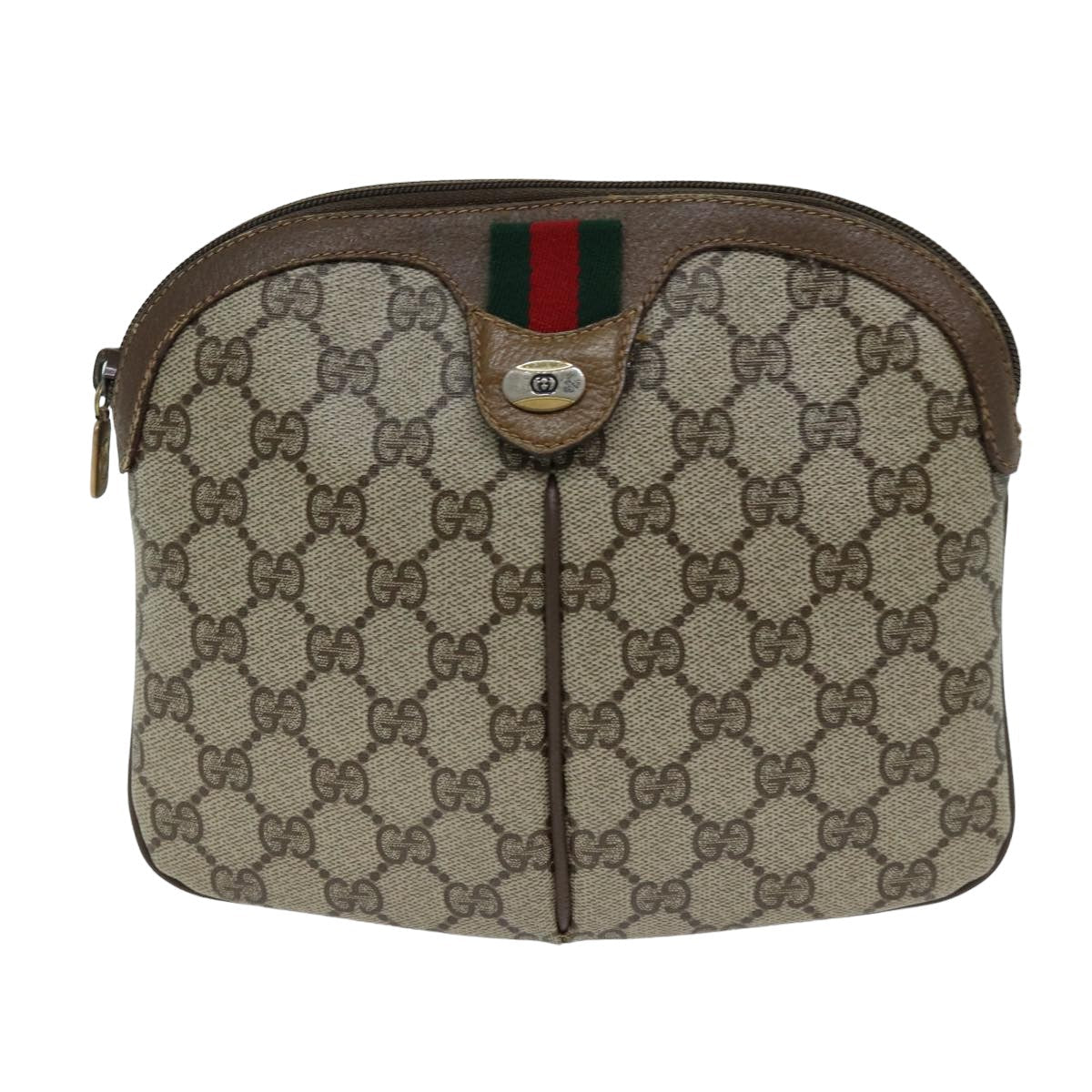 GUCCI Web Sherry Line GG Supreme Shoulder Bag PVC Beige 904 02 047 78759