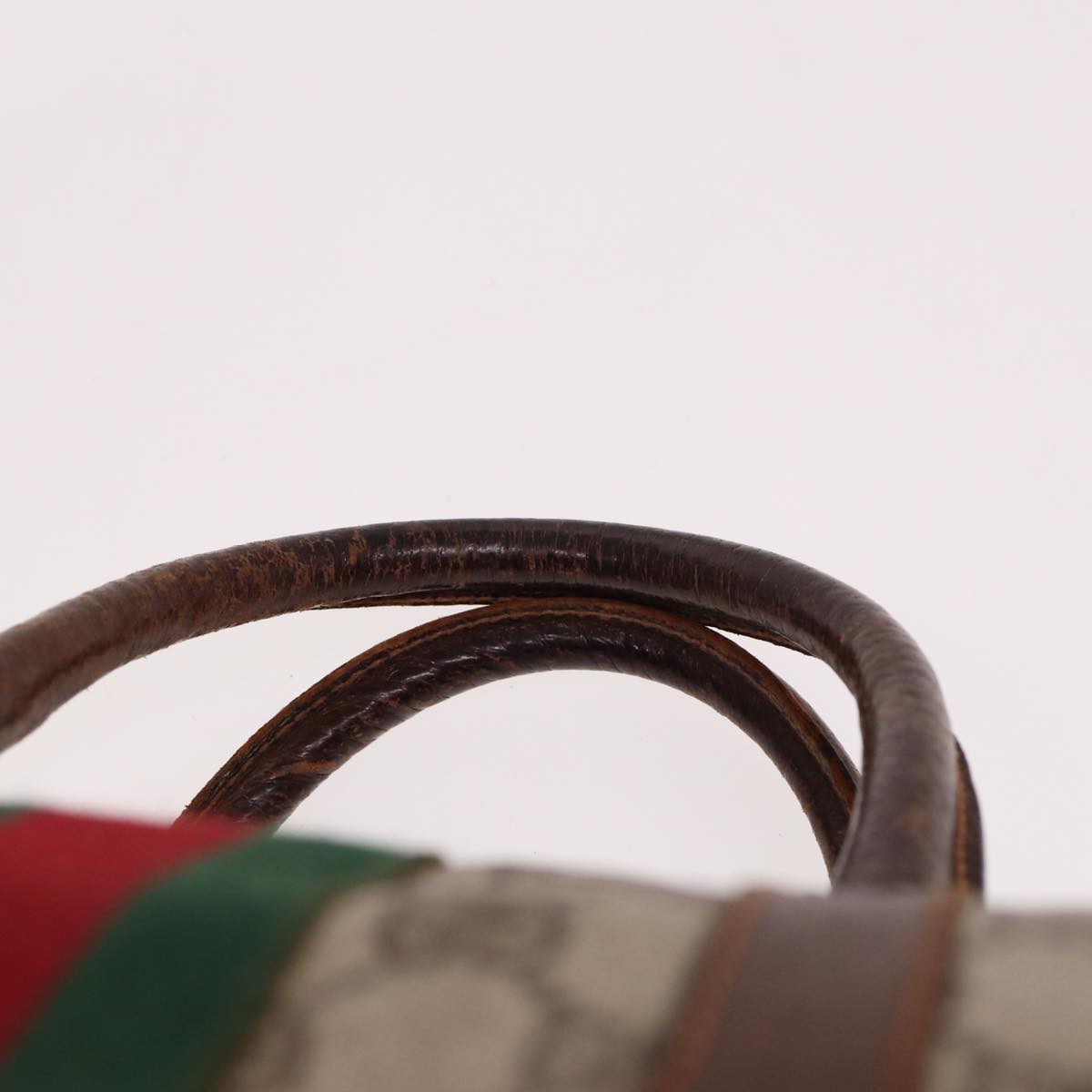 GUCCI GG Supreme Web Sherry Line Boston Bag PVC Beige Red Green 78775