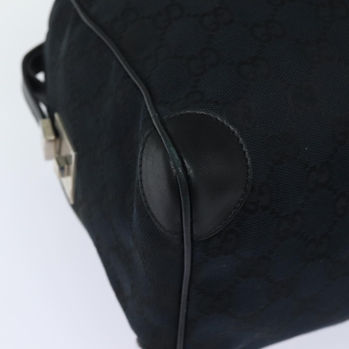 GUCCI GG Canvas Sherry Line Boston Bag Black White 000 0846 78778