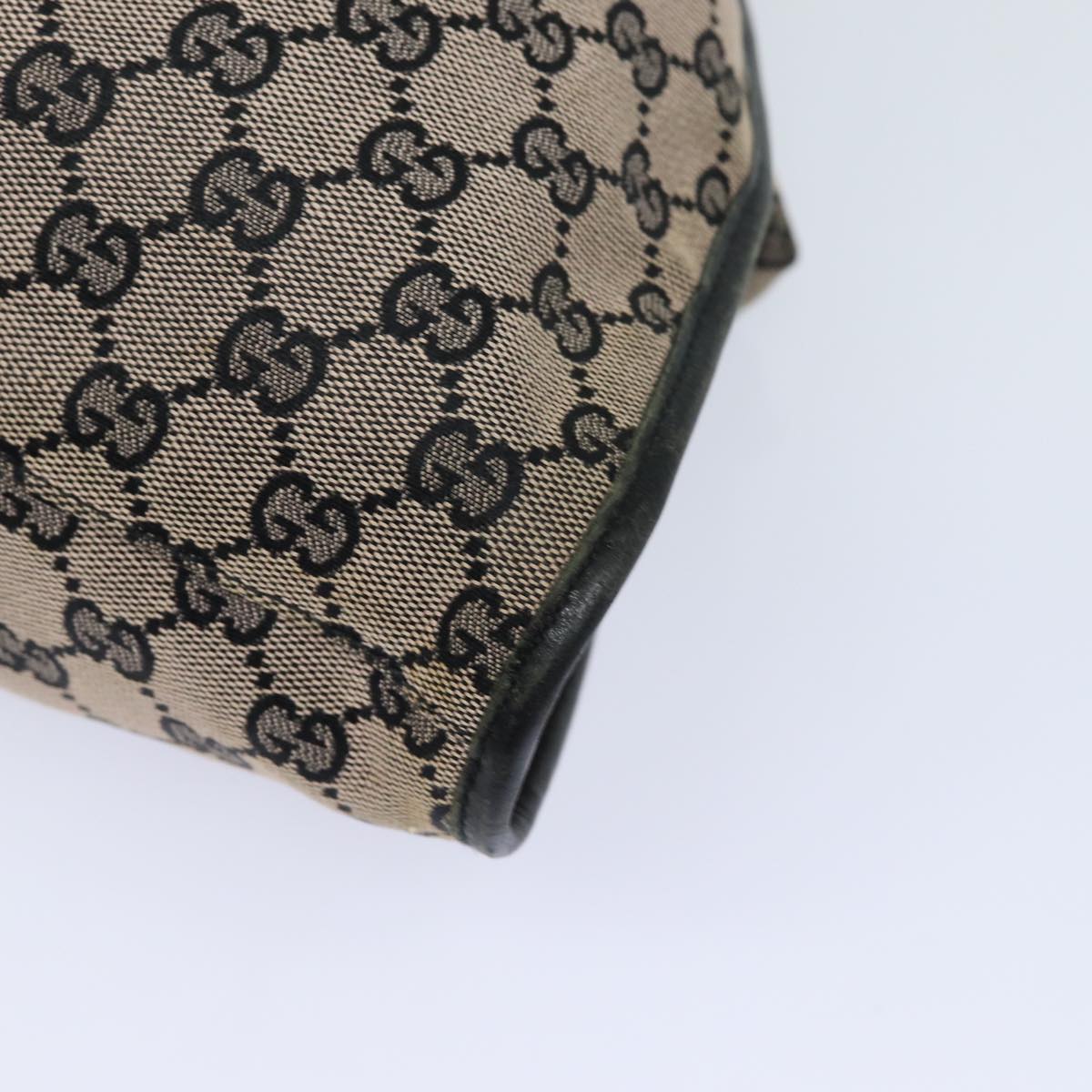GUCCI GG Canvas Hand Bag Beige Black 76554 78779