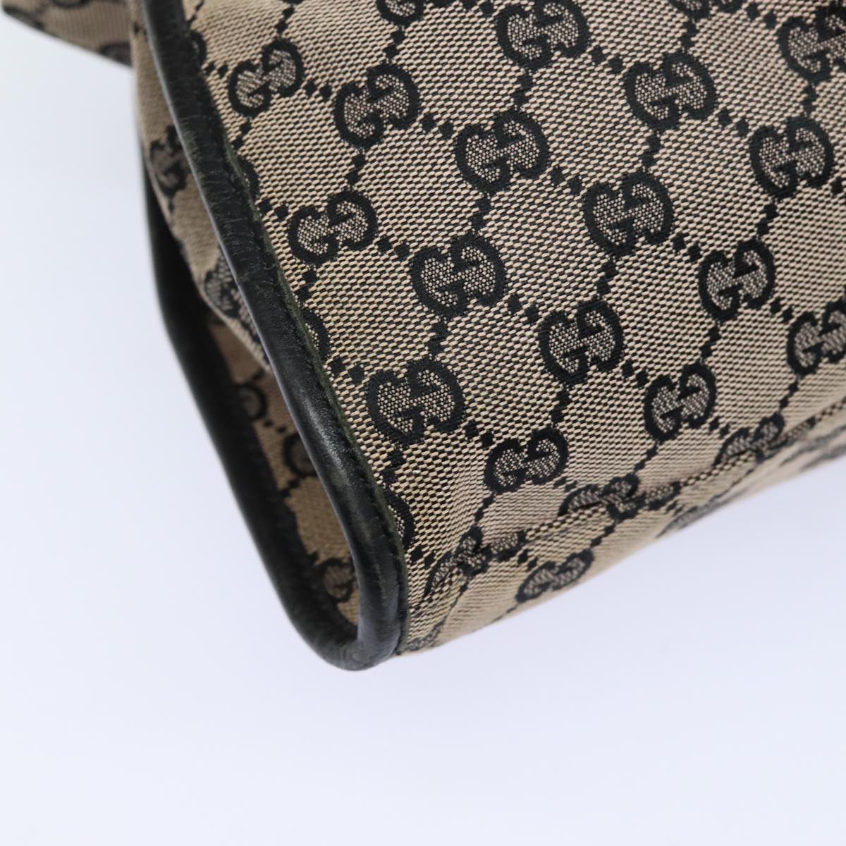 GUCCI GG Canvas Hand Bag Beige Black 76554 78779