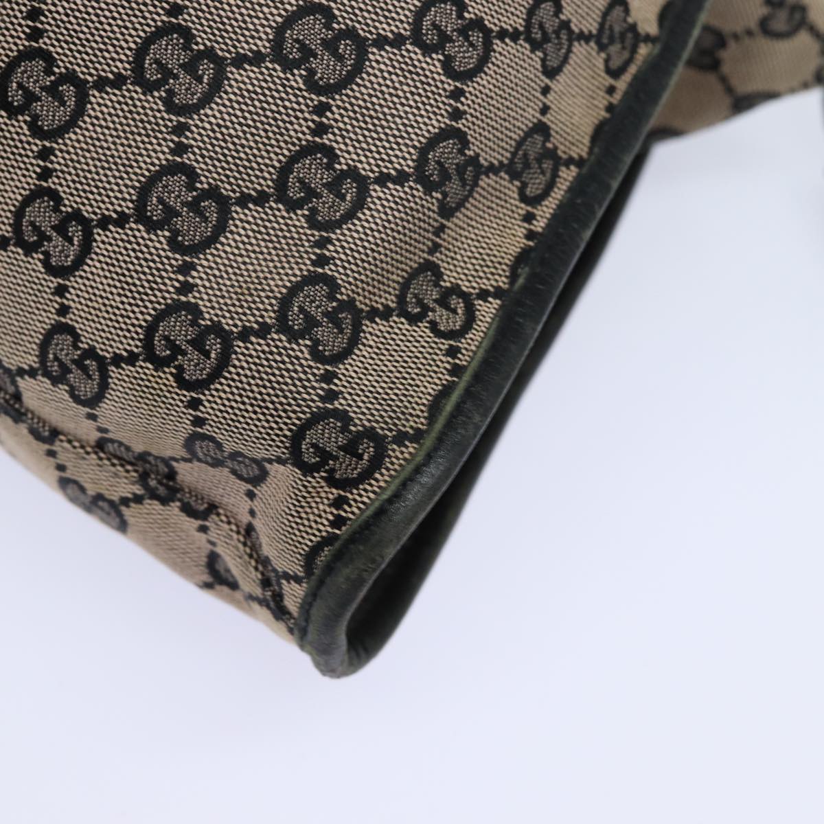 GUCCI GG Canvas Hand Bag Beige Black 76554 78779