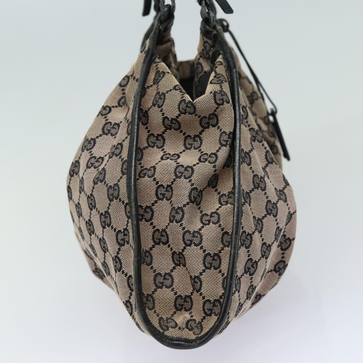 GUCCI GG Canvas Hand Bag Beige Black 76554 78779