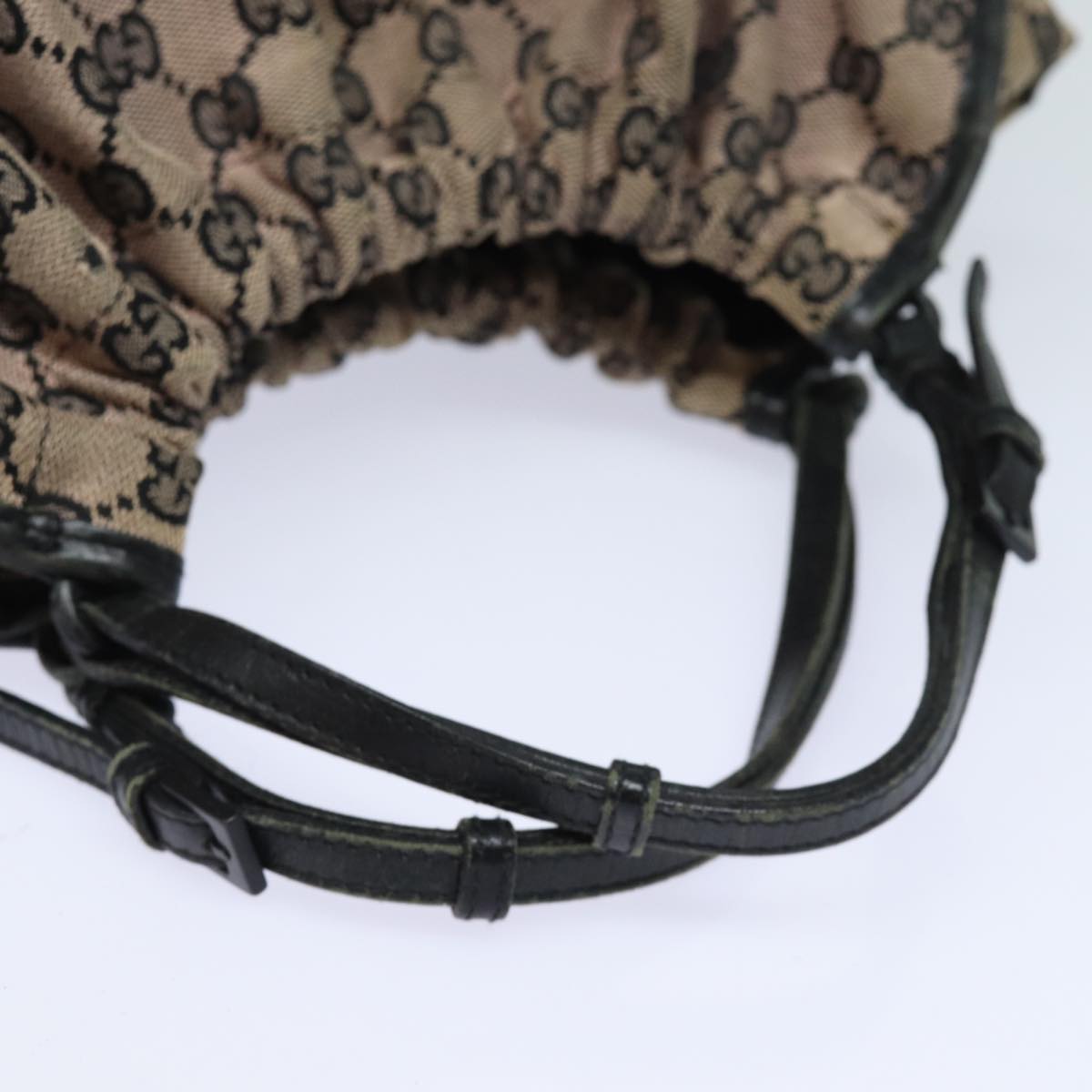 GUCCI GG Canvas Hand Bag Beige Black 76554 78779