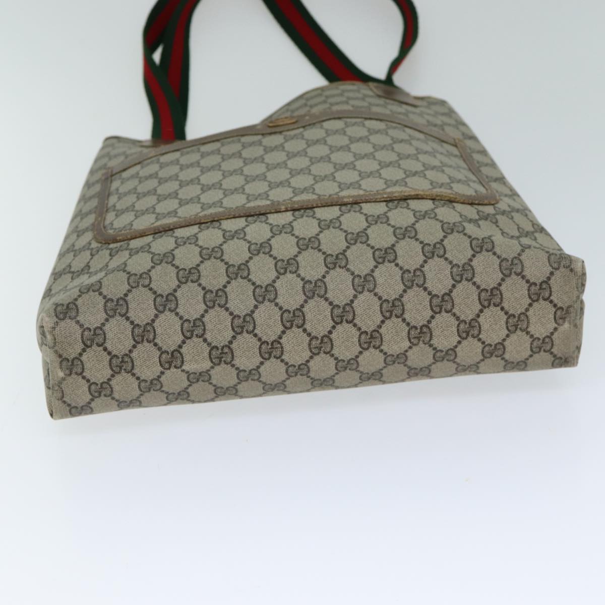 GUCCI GG Supreme Web Sherry Line Tote Bag PVC Beige Red 001 080 494 78780