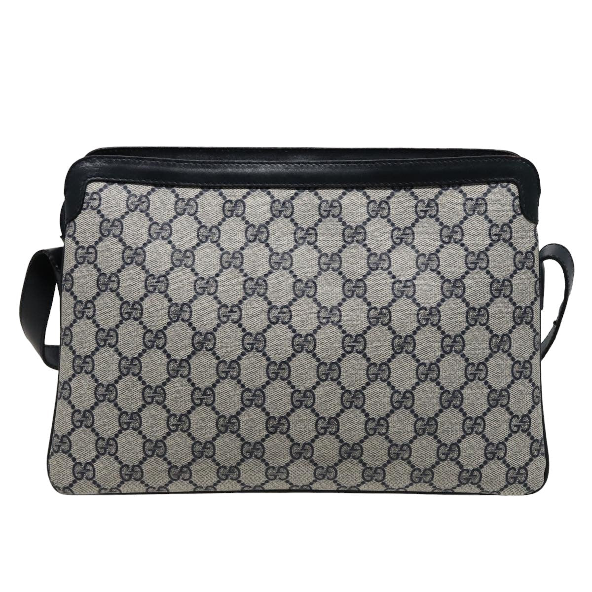 GUCCI GG Supreme Sherry Line Shoulder Bag PVC Leather Navy 010 378 78786