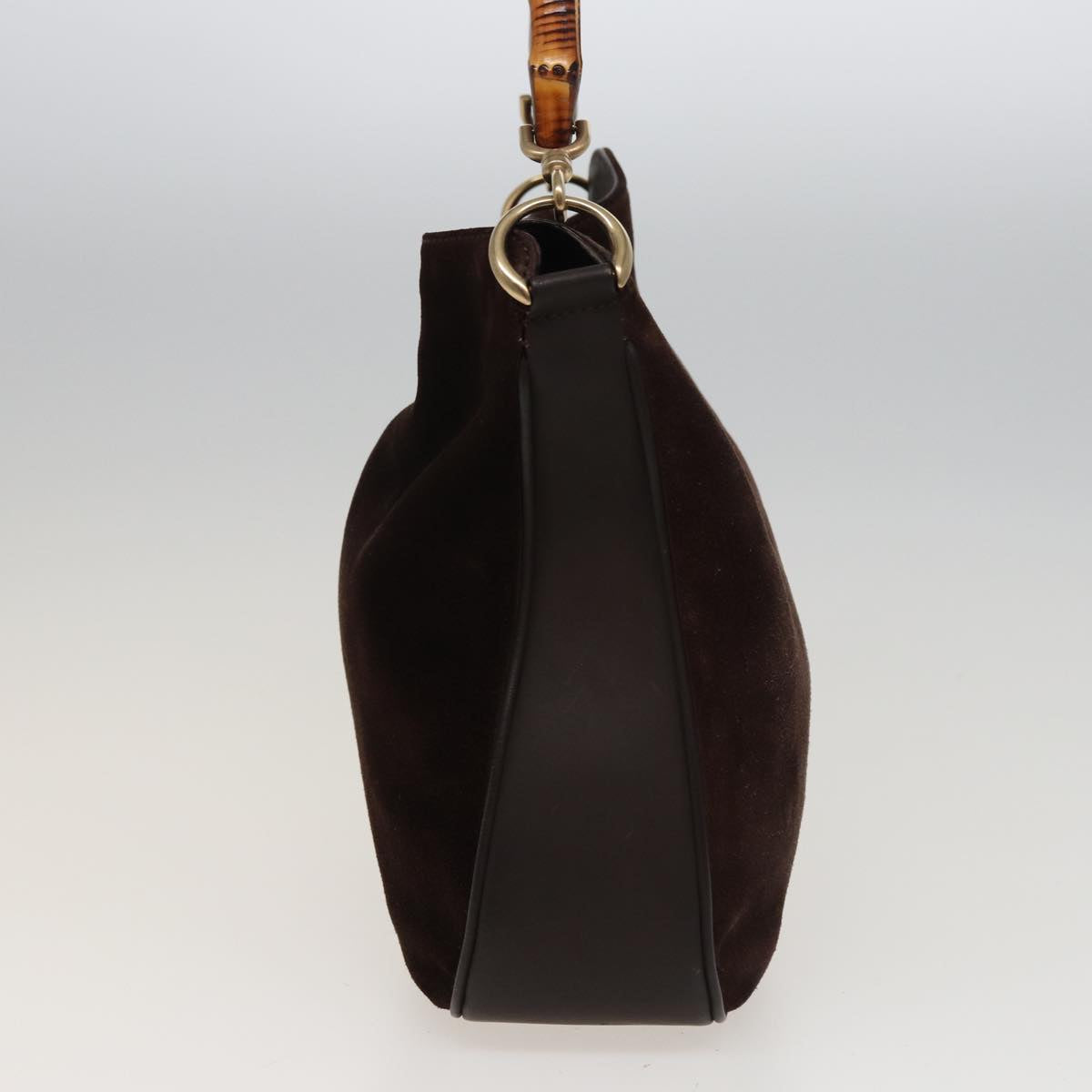 GUCCI Bamboo Hand Bag Suede 2way Brown 001 2404 1638 78789