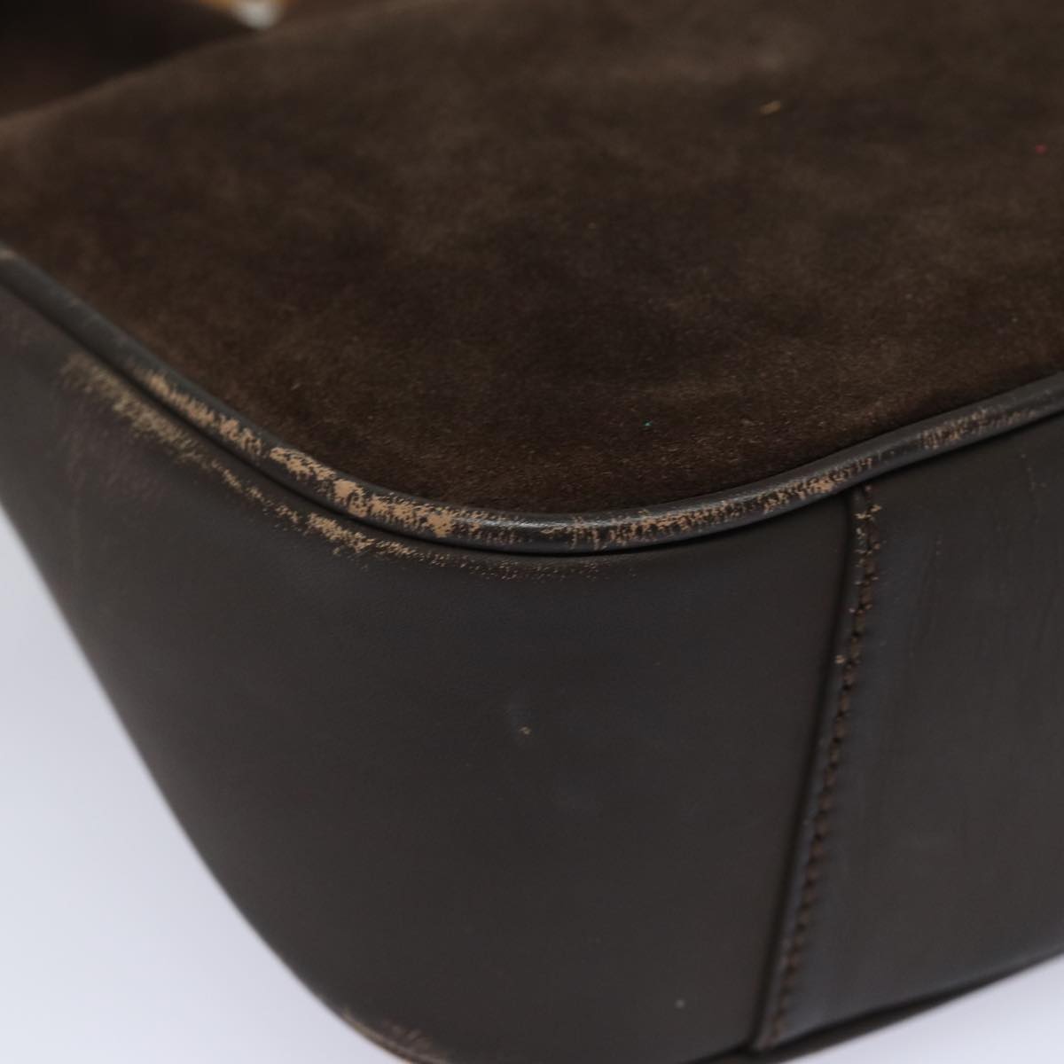 GUCCI Bamboo Hand Bag Suede 2way Brown 001 1705 1638 78790