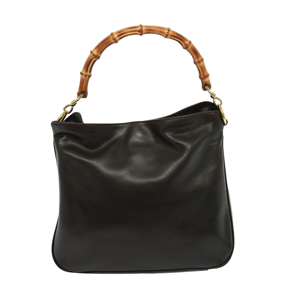 GUCCI Bamboo Hand Bag Leather 2way Brown 001 1638 78793