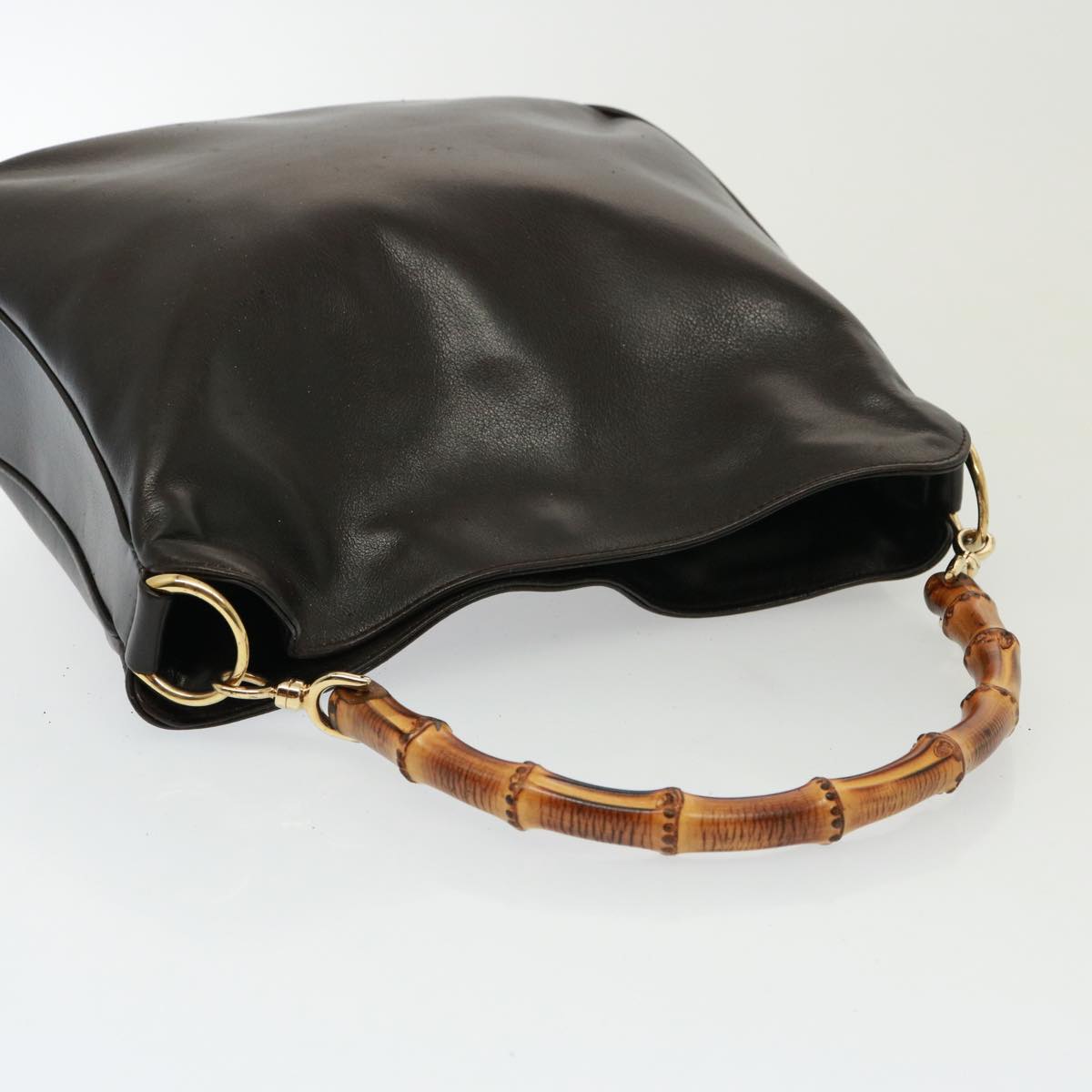 GUCCI Bamboo Hand Bag Leather 2way Brown 001 1638 78793