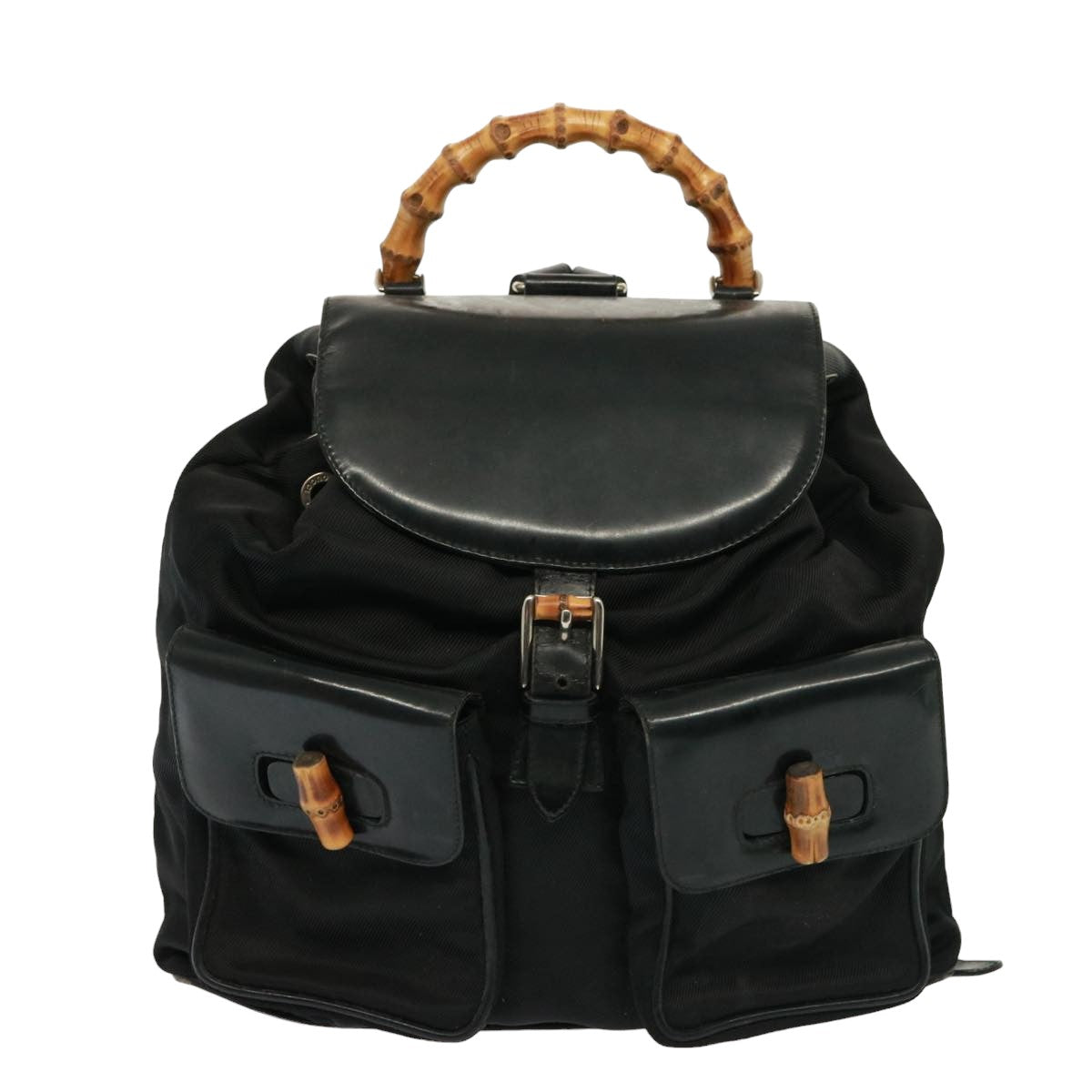 GUCCI Bamboo Backpack Nylon Black 003 2058 0016 5 78797