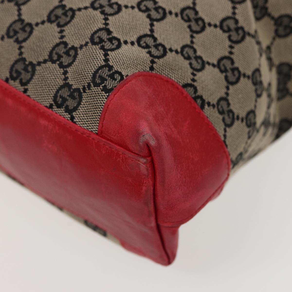 GUCCI GG Canvas Hand Bag Beige Red 002 1119 78907