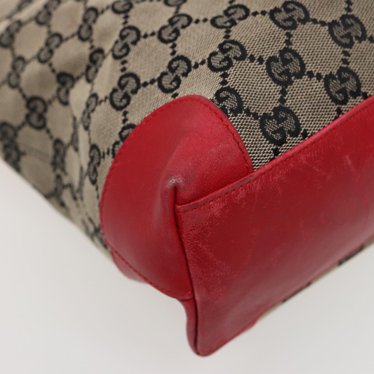 GUCCI GG Canvas Hand Bag Beige Red 002 1119 78907