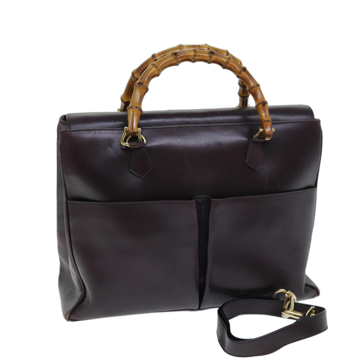 GUCCI Bamboo Hand Bag Leather 2way Purple 002 2855 0322 0 78914