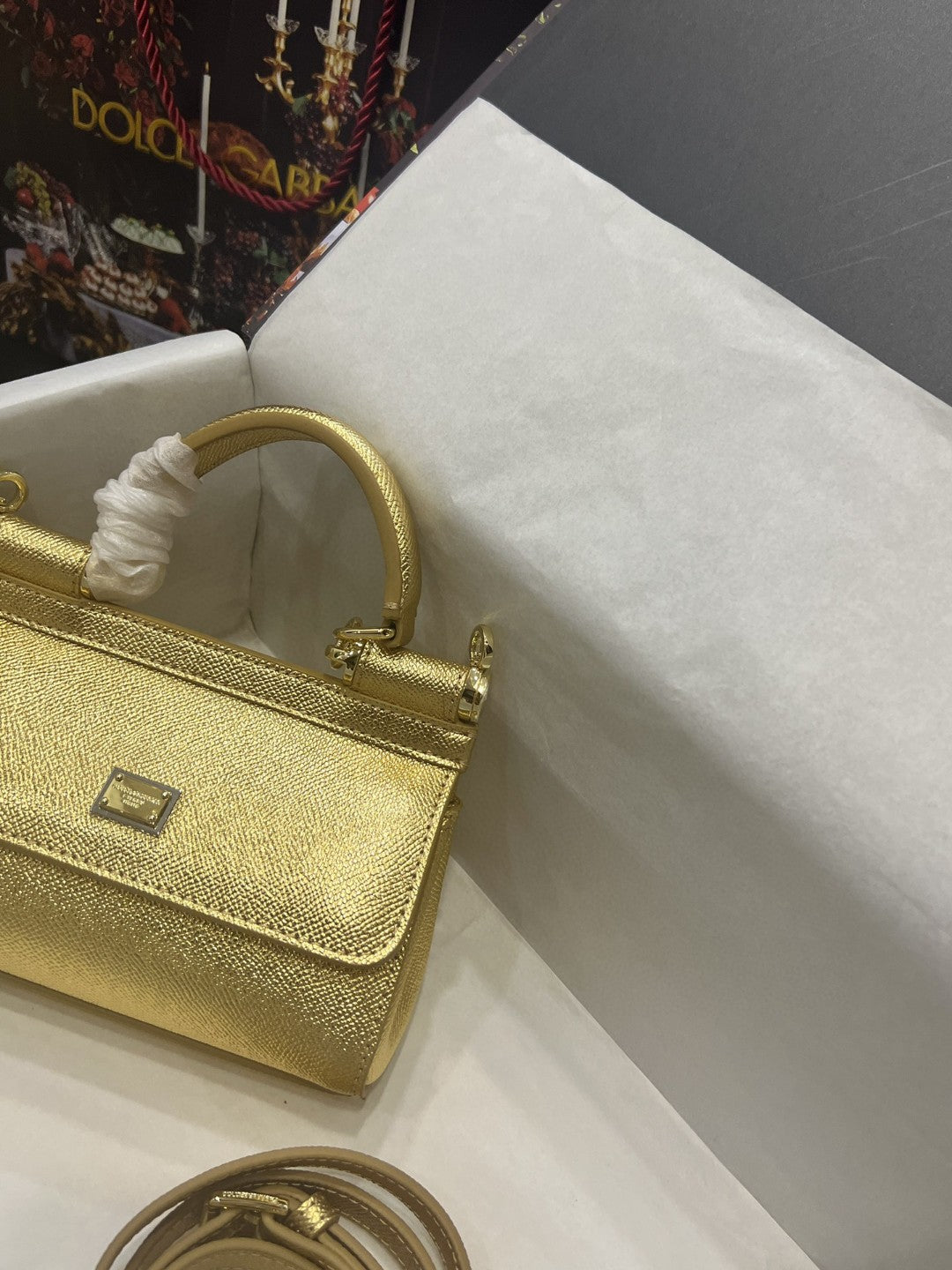 GLAMI Small Sicily Bag In Dauphine Gold For Women 7.5in/19cm GLAMIÃ‚Â 