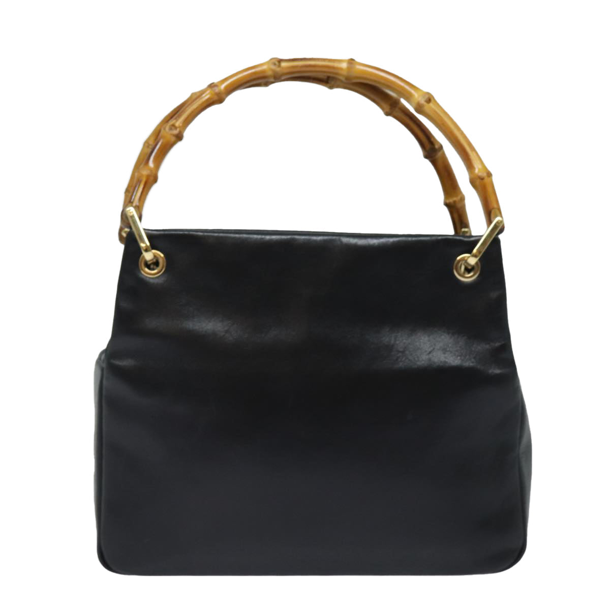 GUCCI Bamboo Hand Bag Leather Black 79132