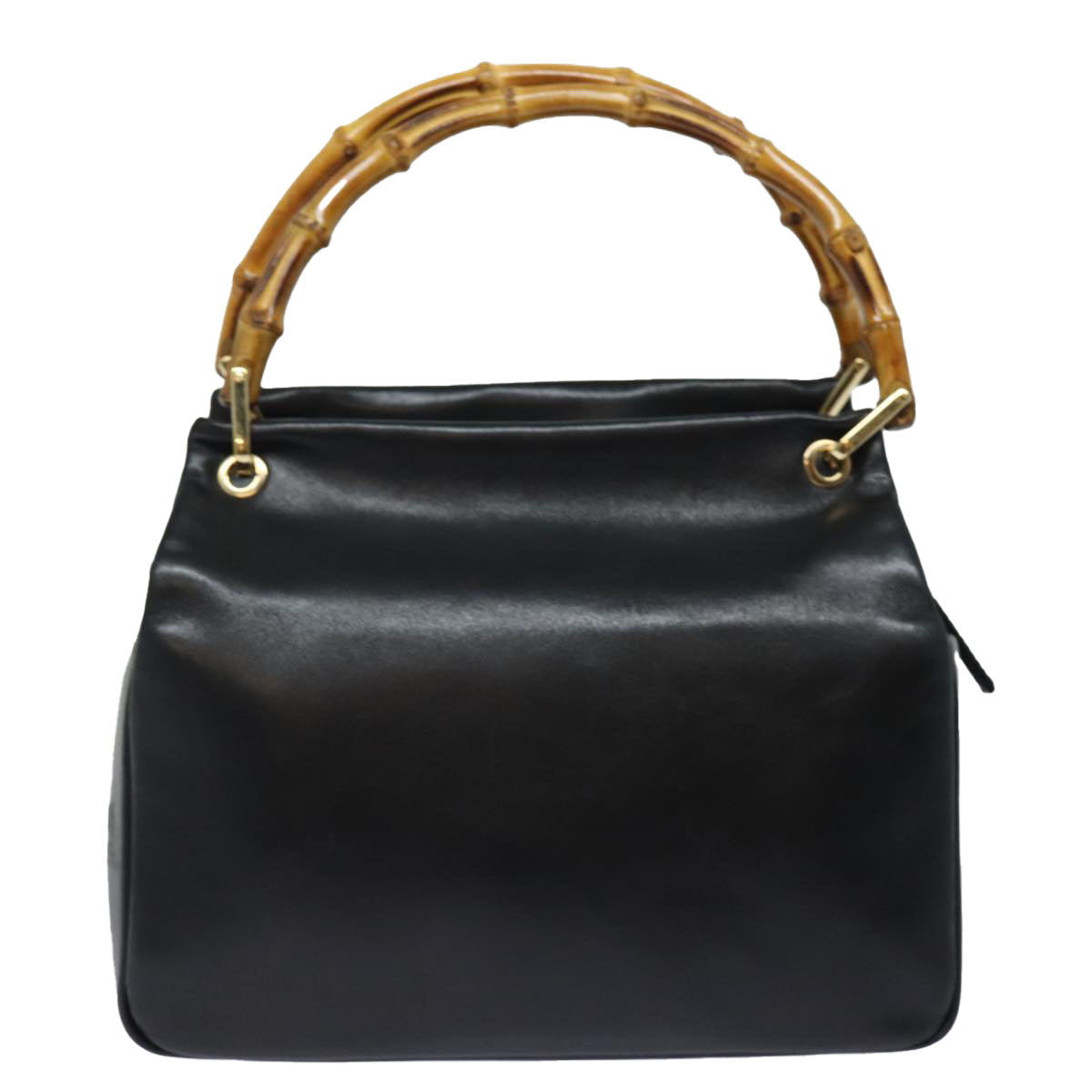 GUCCI Bamboo Hand Bag Leather Black 79132