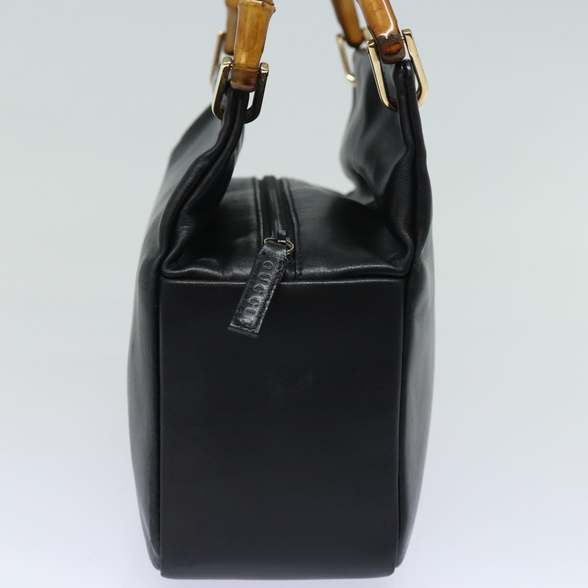 GUCCI Bamboo Hand Bag Leather Black 79132