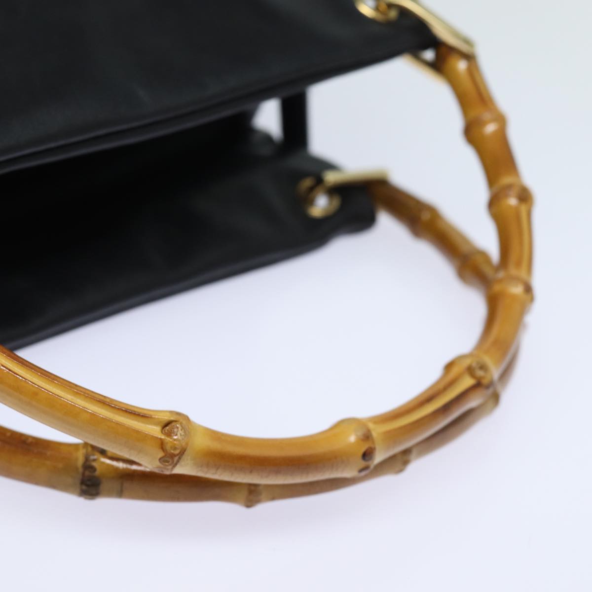 GUCCI Bamboo Hand Bag Leather Black 79132