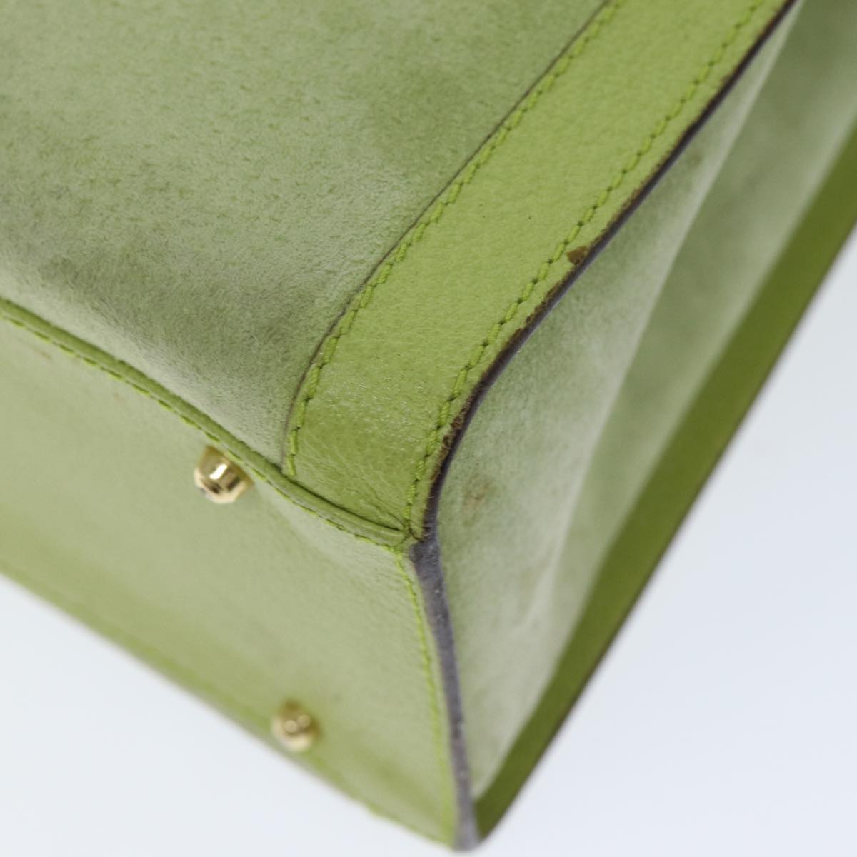GUCCI Bamboo Hand Bag Suede Green 002 123 0260 79157