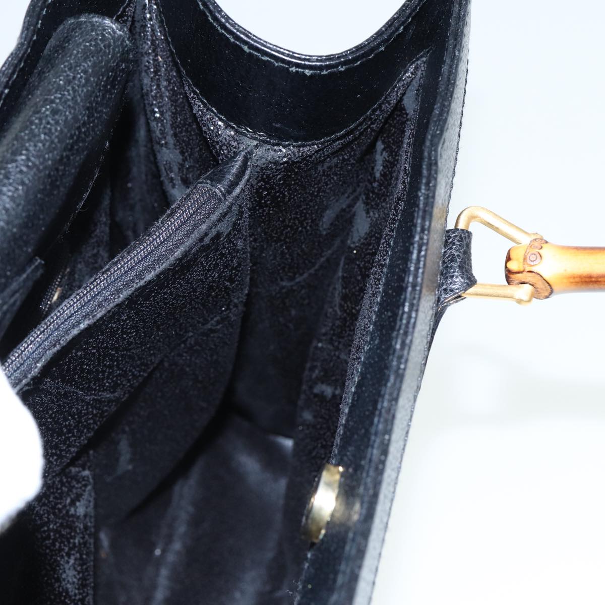 GUCCI Bamboo Hand Bag Leather Black 002 123 0260 79158