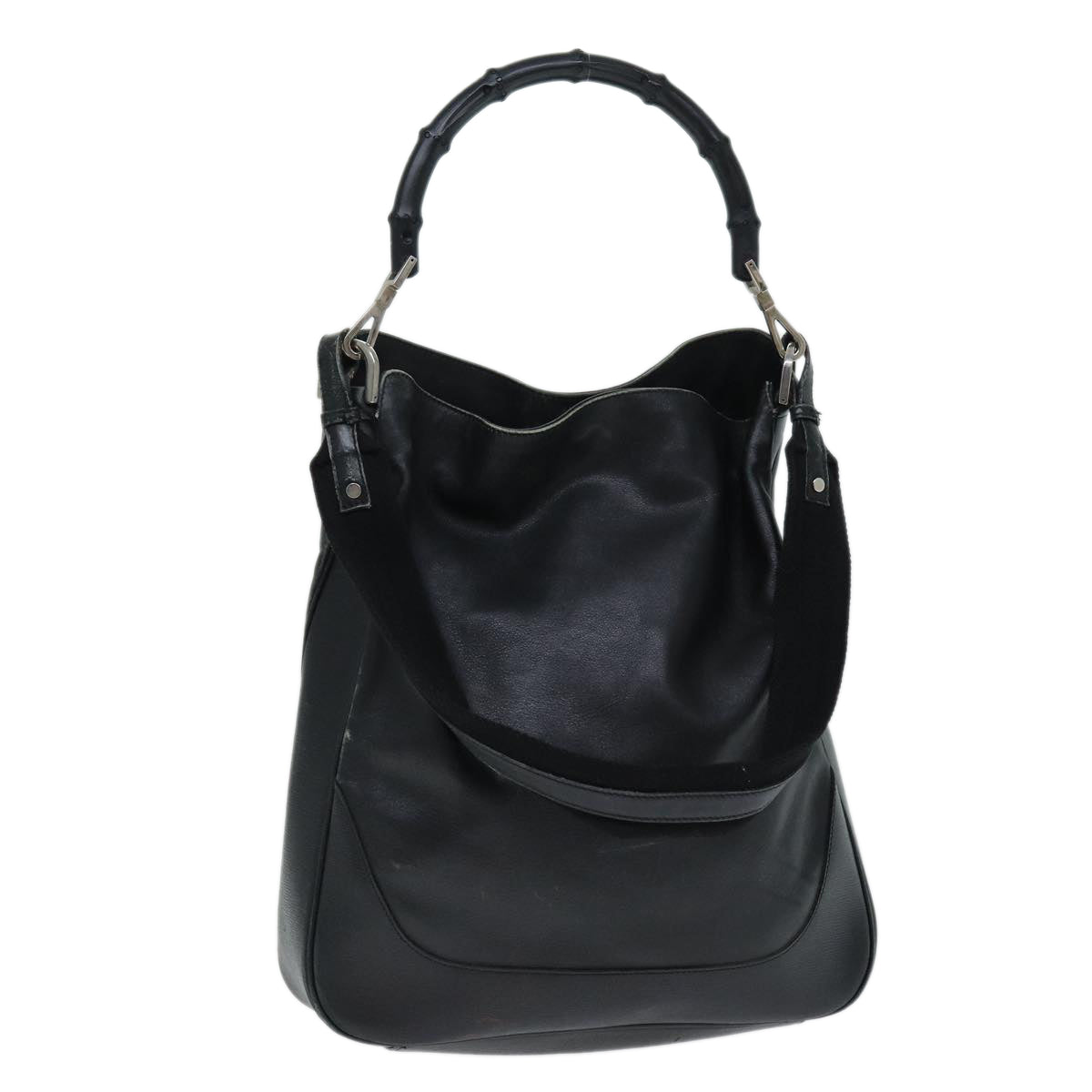 GUCCI Bamboo Hand Bag Leather Black 001 4058 79160