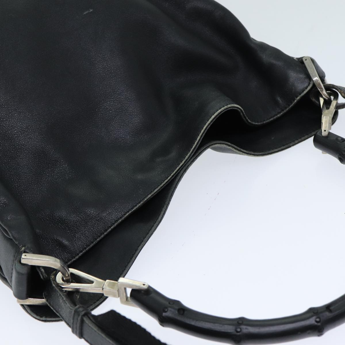 GUCCI Bamboo Hand Bag Leather Black 001 4058 79160